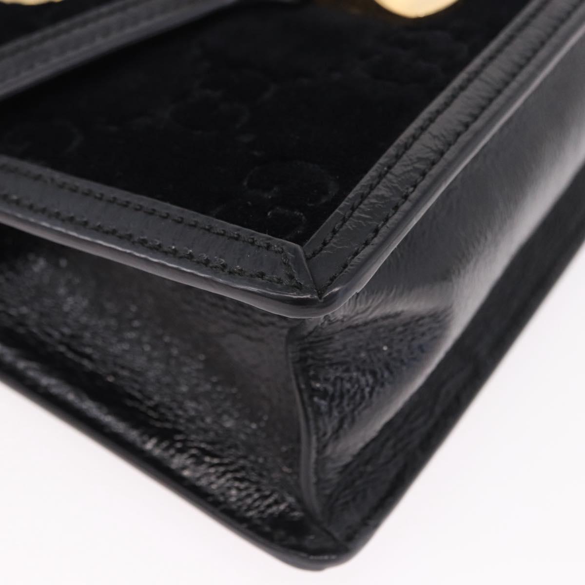 GUCCI GG Canvas Web Sherry Line Bag Velvet 2way Black Gold 470270 Auth ep15093A