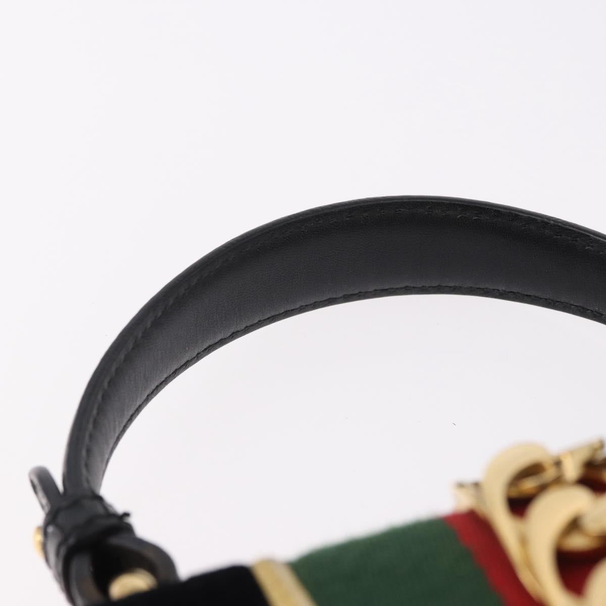 GUCCI GG Canvas Web Sherry Line Bag Velvet 2way Black Gold 470270 Auth ep15093A