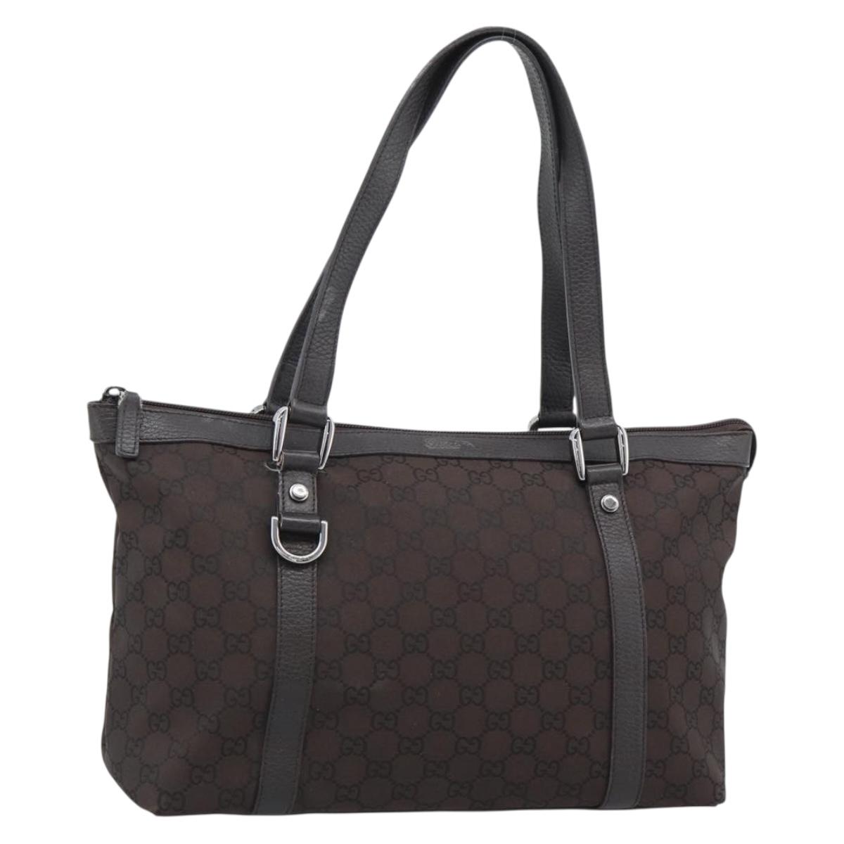 GUCCI GG Canvas Abbey Tote Bag Outlet Brown Silver 268640 Auth ep15094