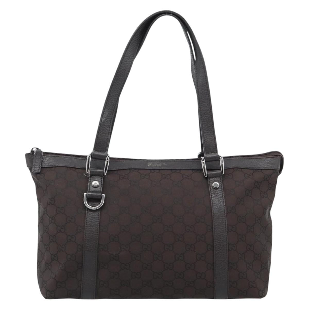 GUCCI GG Canvas Abbey Tote Bag Outlet Brown Silver 268640 Auth ep15094