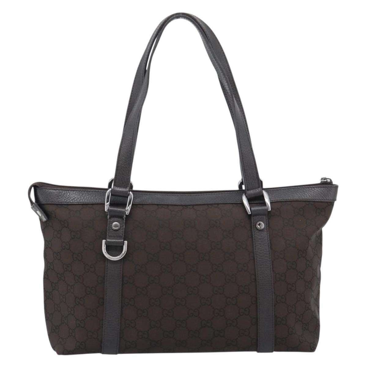 GUCCI GG Canvas Abbey Tote Bag Outlet Brown Silver 268640 Auth ep15094