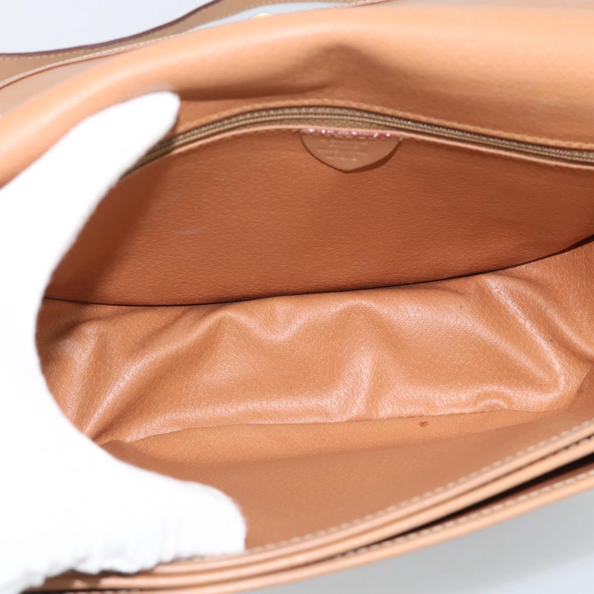 CELINE Macadam Canvas Shoulder Bag PVC Leather Brown Gold Auth ep15099