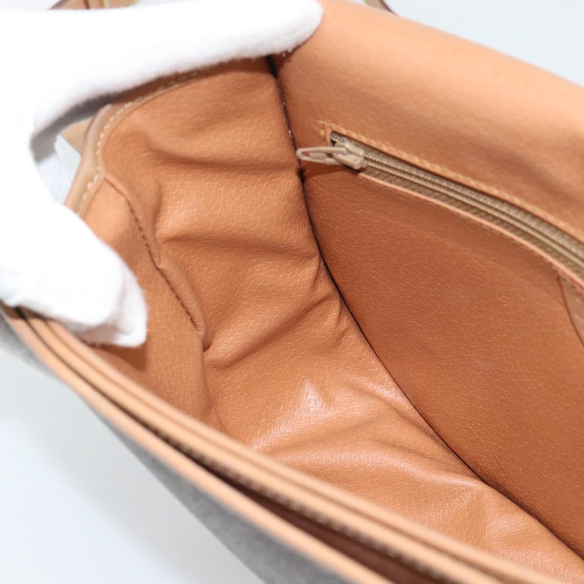 CELINE Macadam Canvas Shoulder Bag PVC Leather Brown Gold Auth ep15099