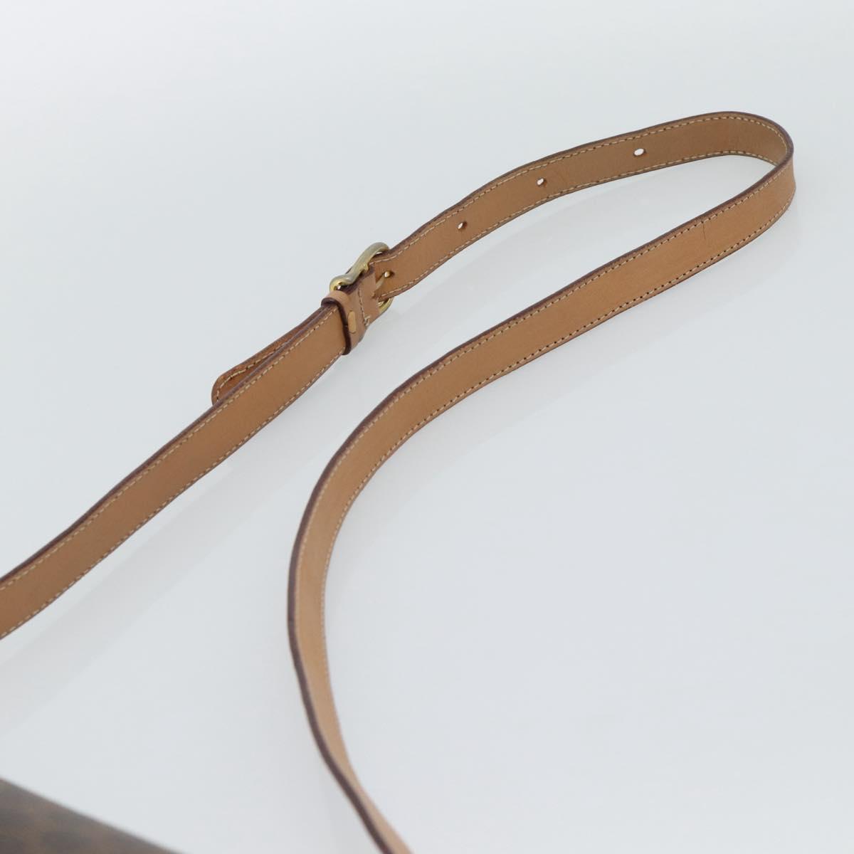 CELINE Macadam Canvas Shoulder Bag PVC Leather Brown Gold Auth ep15099