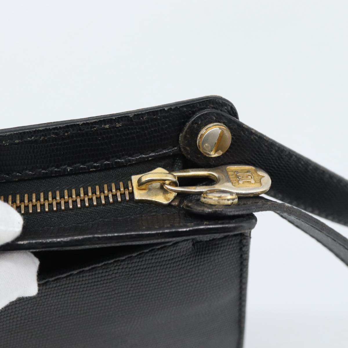 CELINE Clutch Bag Leather Black Gold Auth ep15100