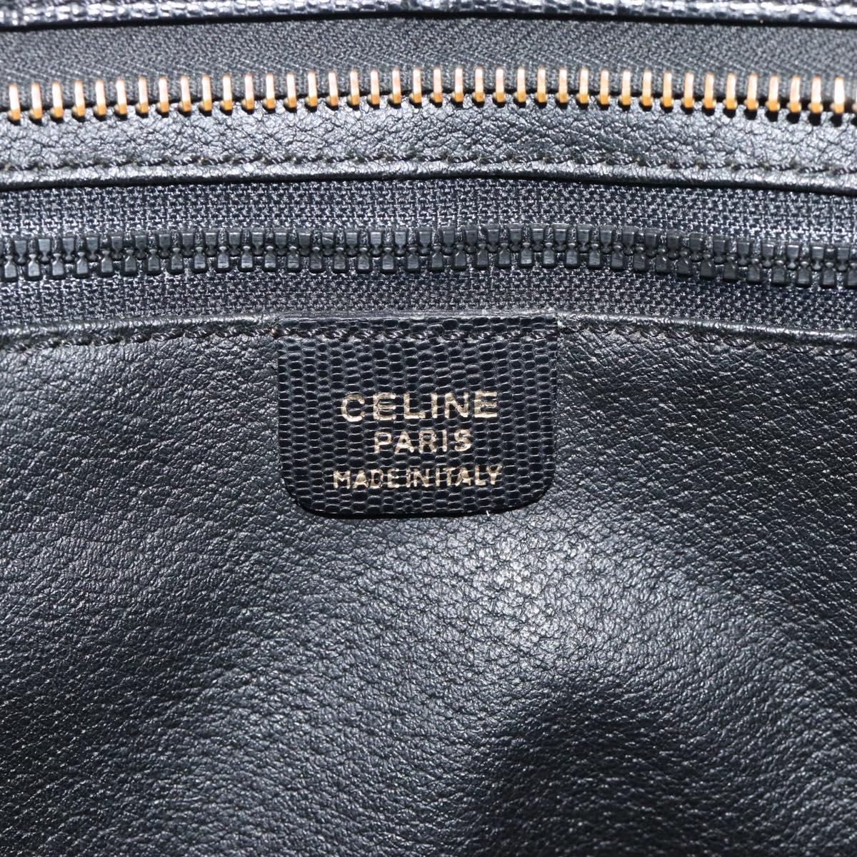 CELINE Clutch Bag Leather Black Gold Auth ep15100