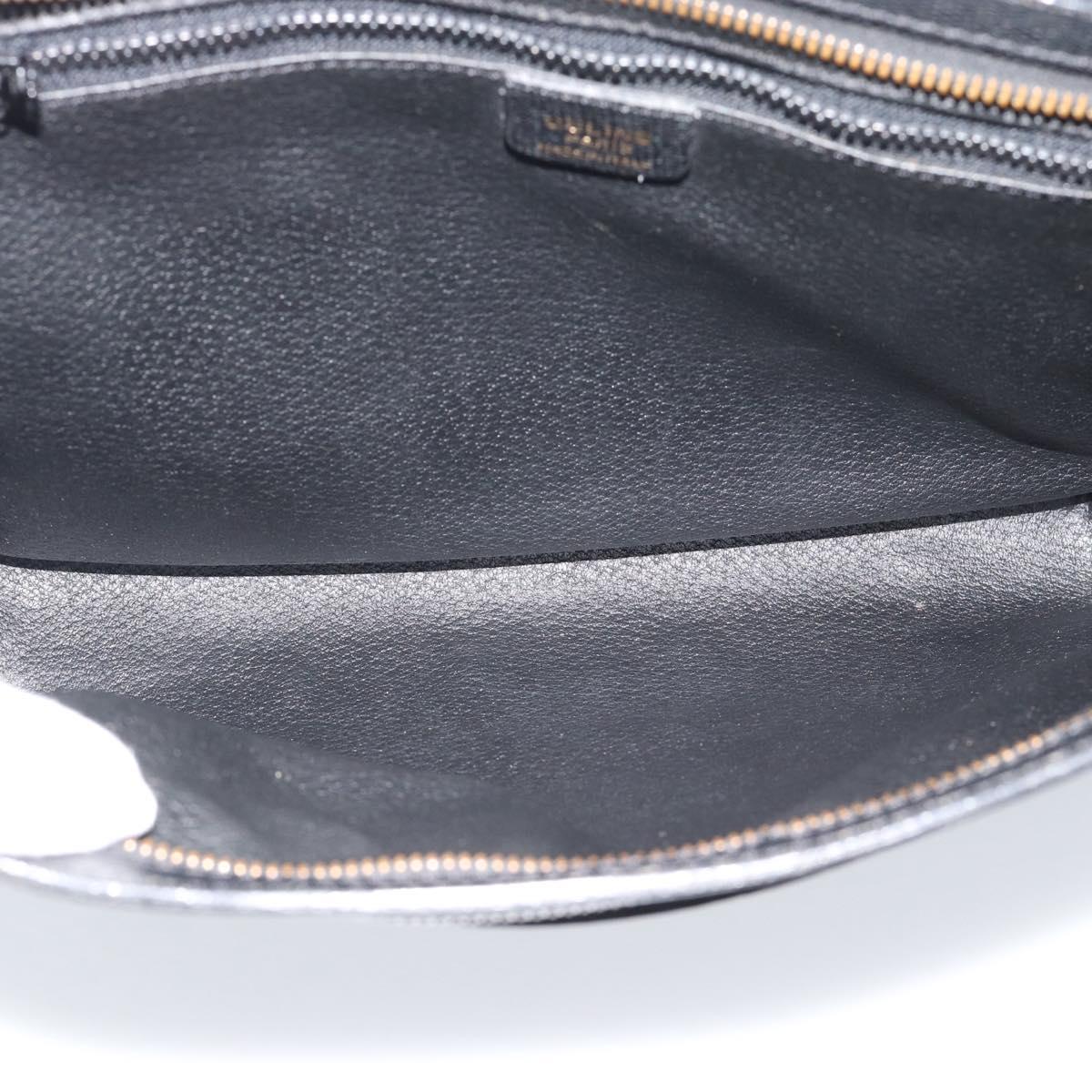CELINE Clutch Bag Leather Black Gold Auth ep15100