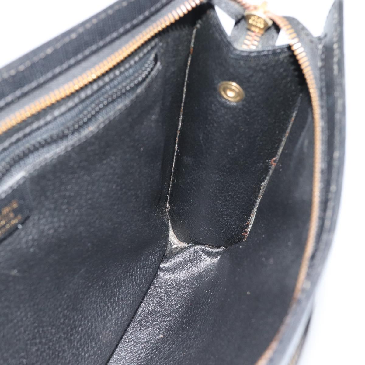 CELINE Clutch Bag Leather Black Gold Auth ep15100