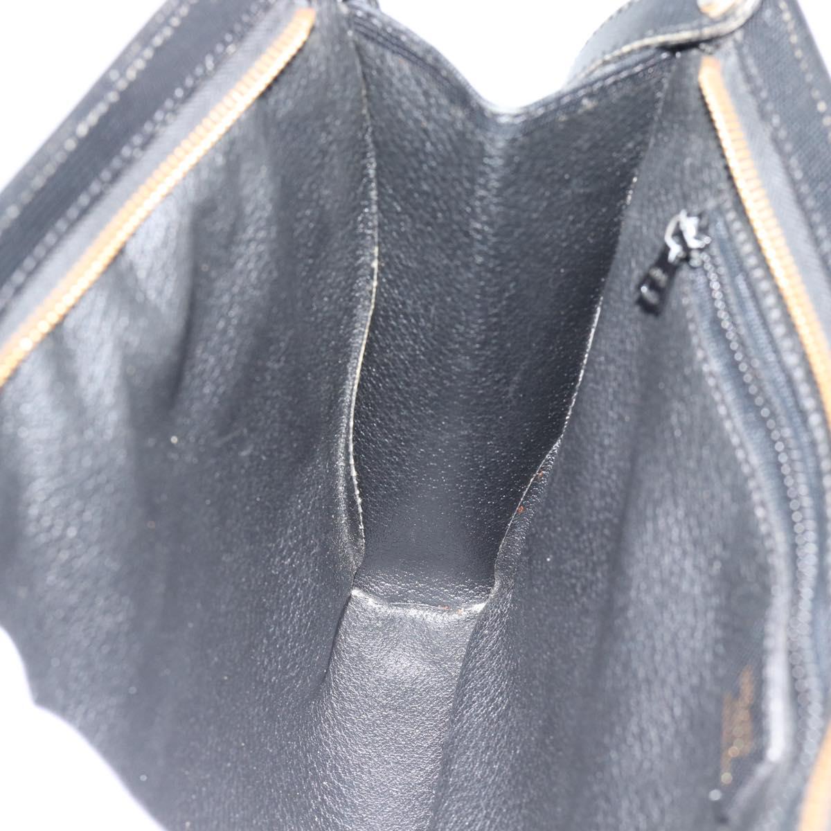 CELINE Clutch Bag Leather Black Gold Auth ep15100