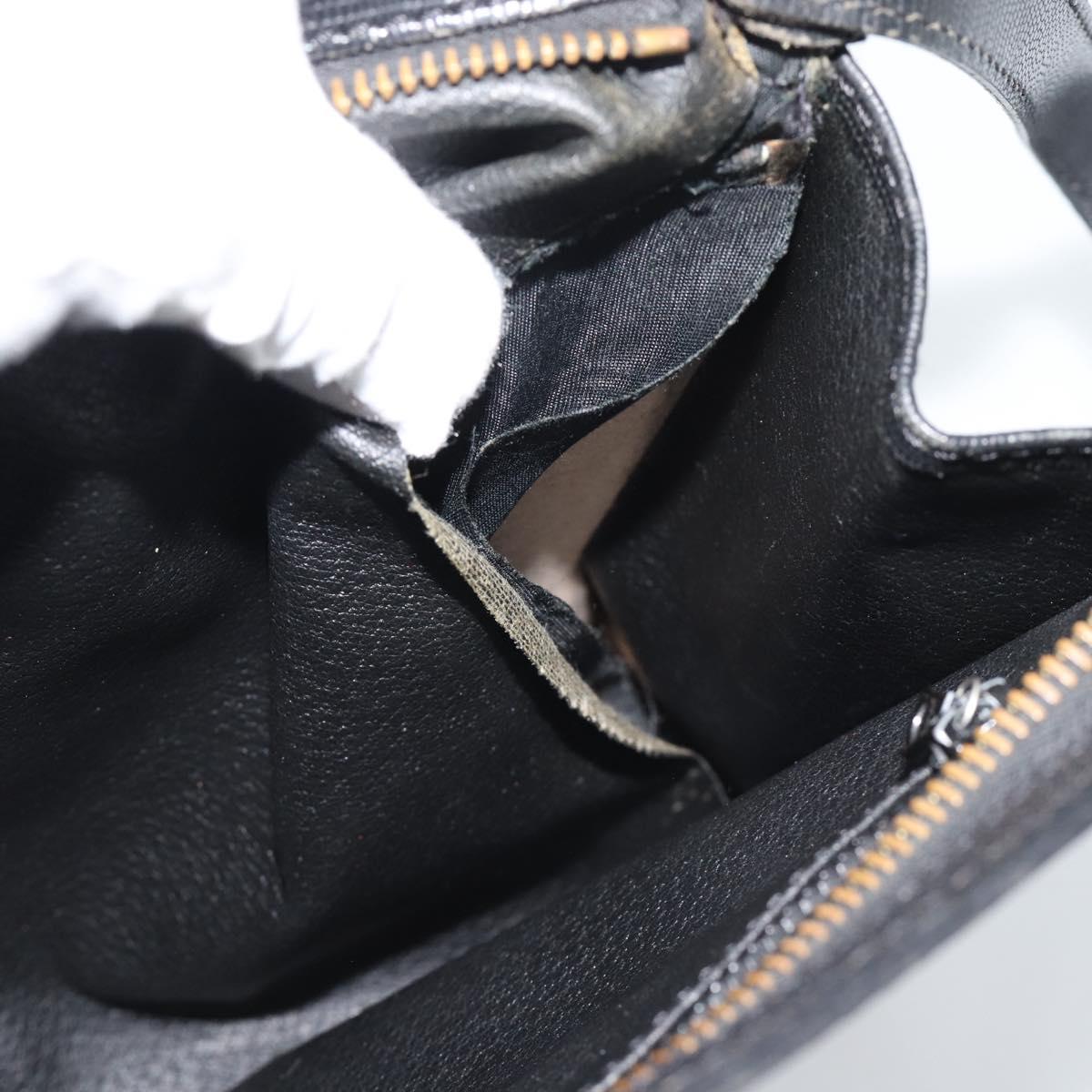 CELINE Clutch Bag Leather Black Gold Auth ep15100