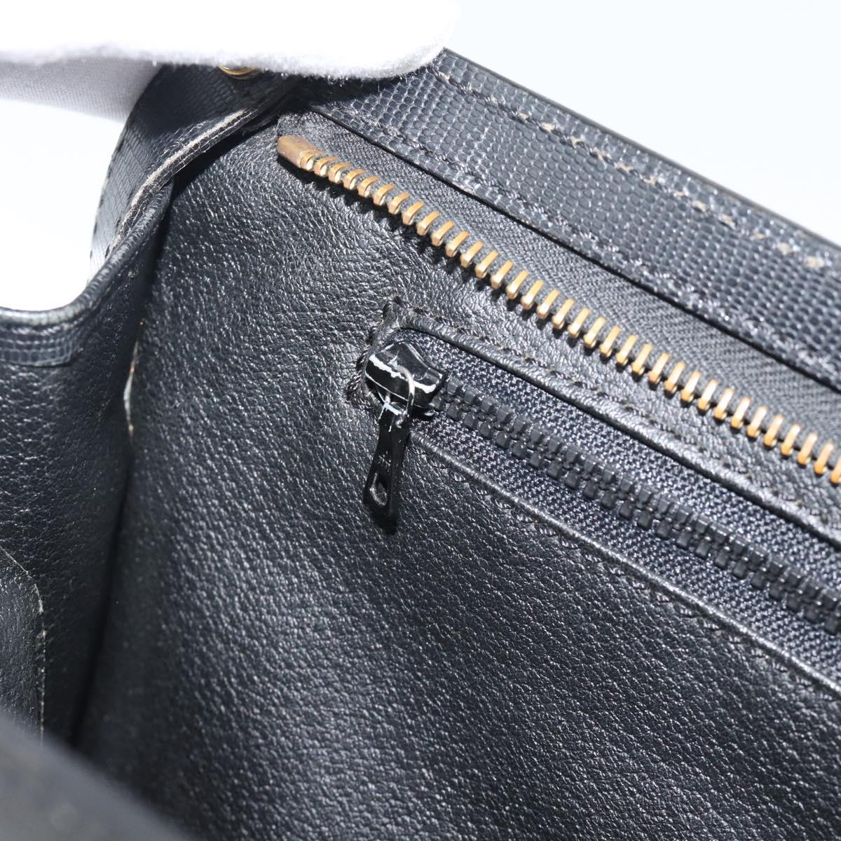 CELINE Clutch Bag Leather Black Gold Auth ep15100