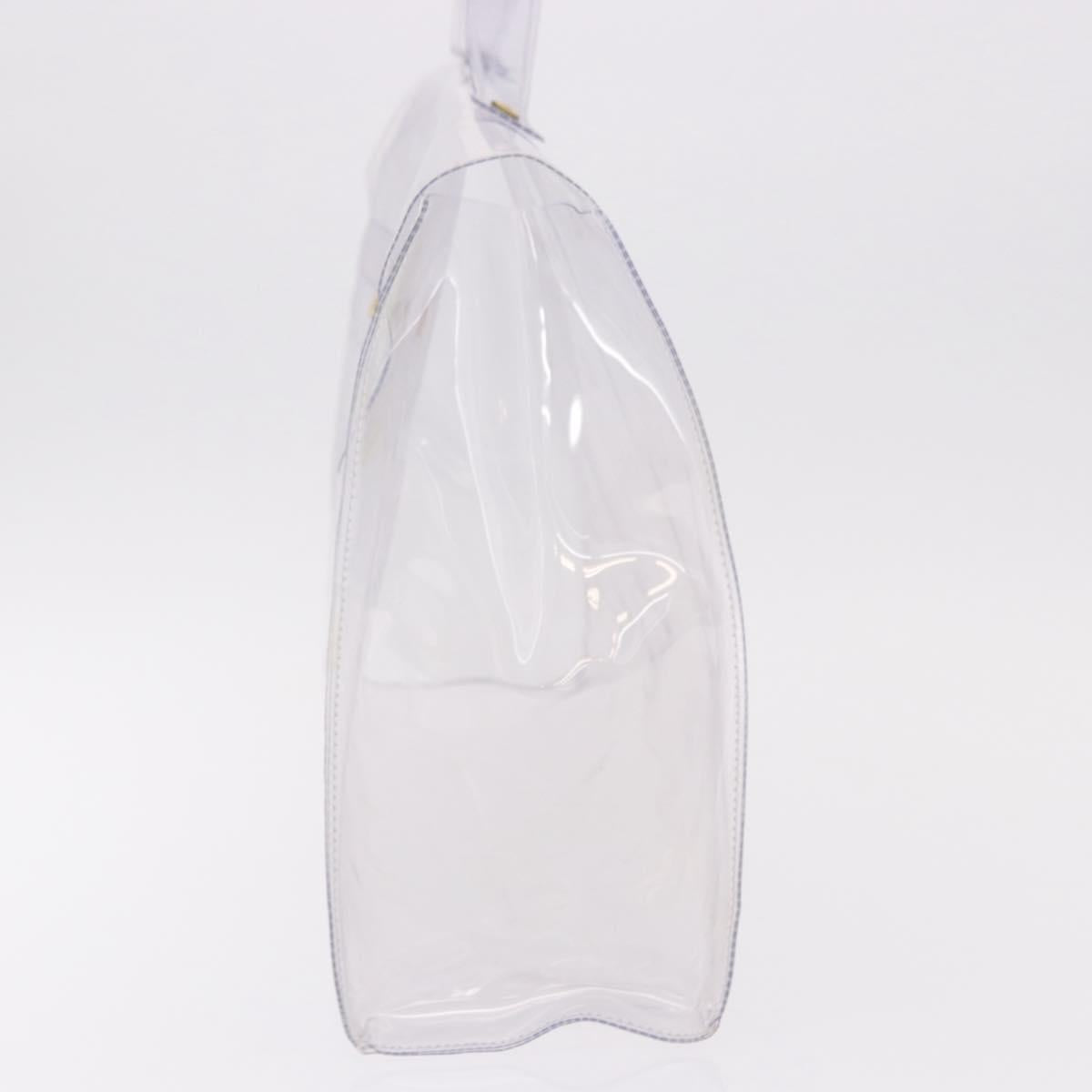 HERMES Vinyl Kelly Hand Bag Vinyl Clear Gold Auth ep15101