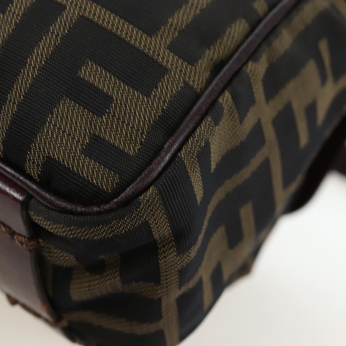 FENDI Zucca Canvas Shoulder Bag Brown Black Auth ep15102A