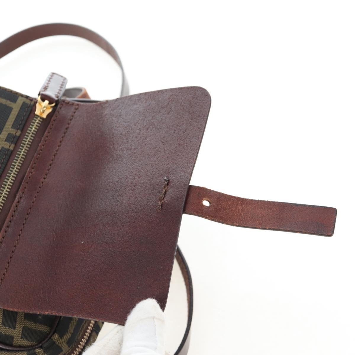 FENDI Zucca Canvas Shoulder Bag Brown Black Auth ep15102A