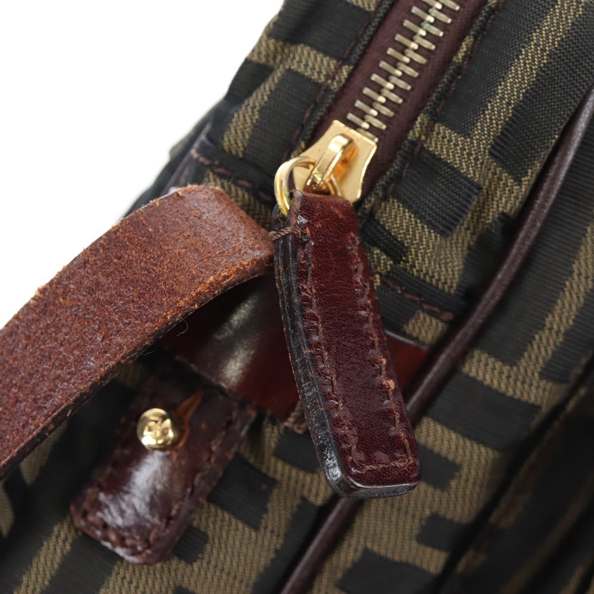 FENDI Zucca Canvas Shoulder Bag Brown Black Auth ep15102A
