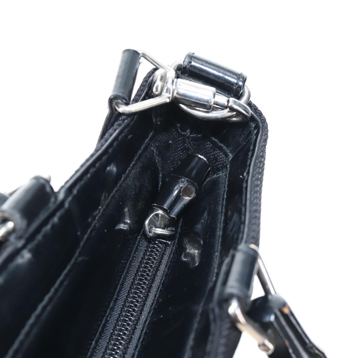 GUCCI Bamboo Hand Bag Canvas 2way Black Silver 002 1998 0353 Auth ep15105