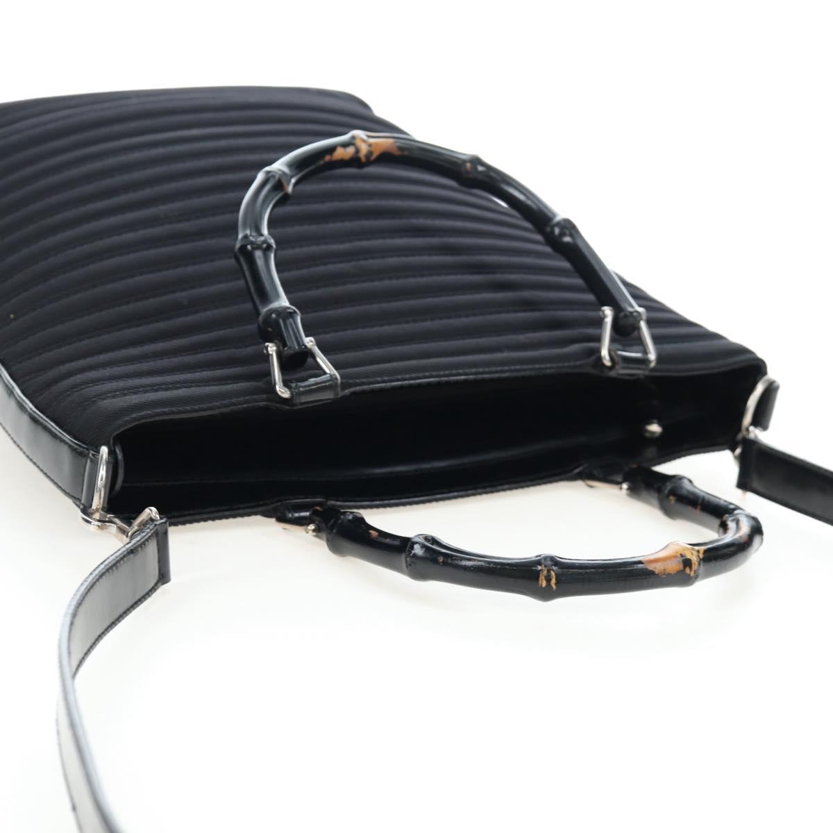 GUCCI Bamboo Hand Bag Canvas 2way Black Silver 002 1998 0353 Auth ep15105