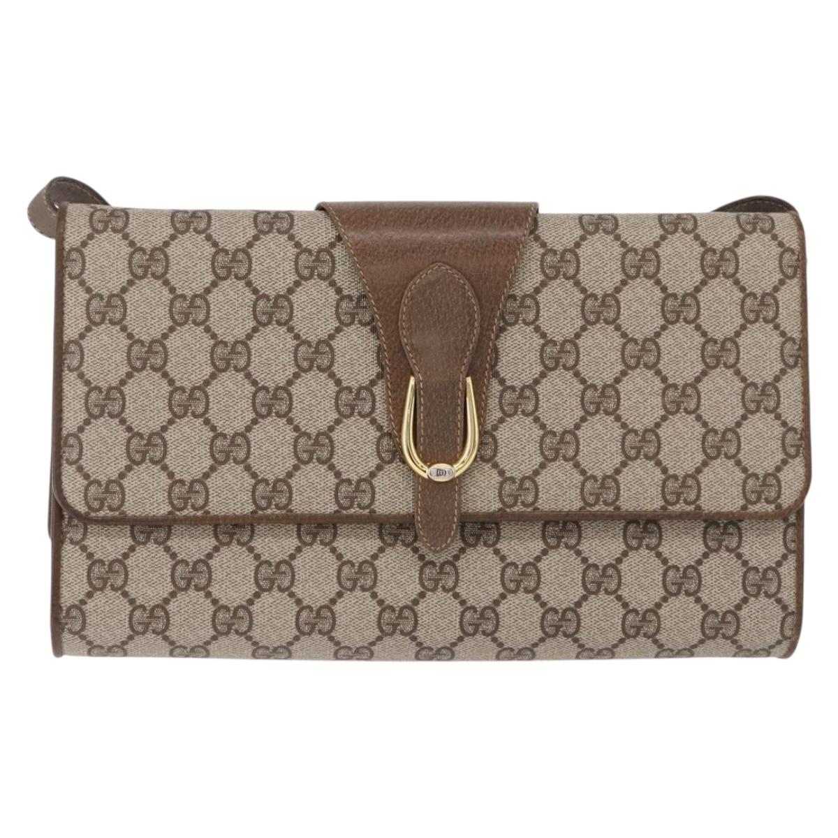 GUCCI GG Supreme Shoulder Bag PVC Beige Gold 904 02 050 Auth ep15108