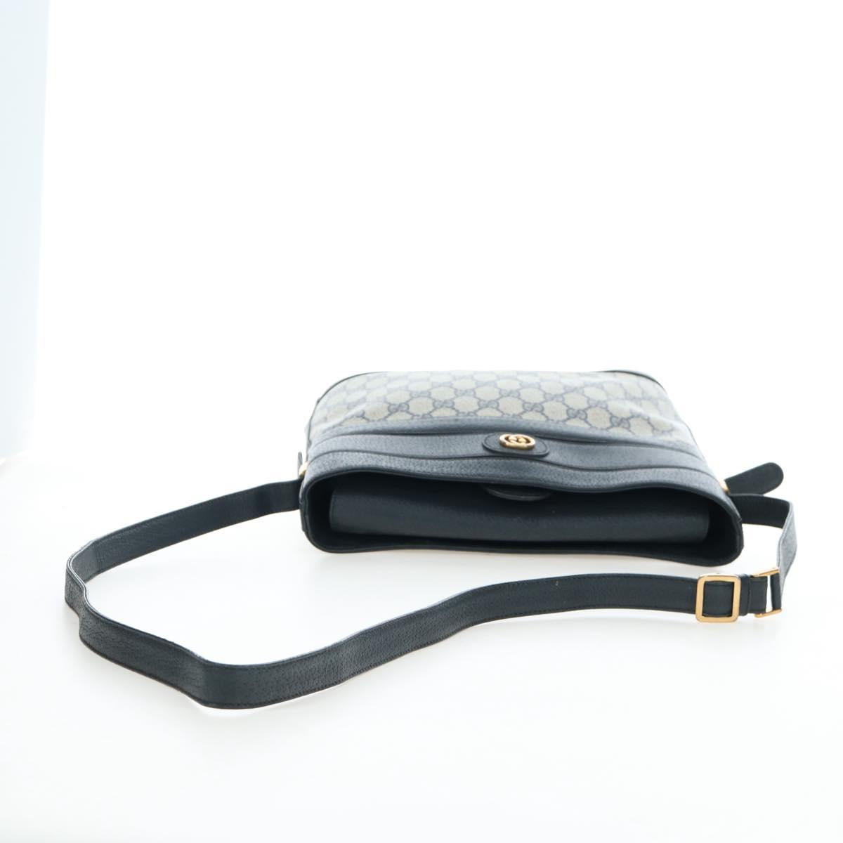 GUCCI GG Supreme Shoulder Bag PVC Navy Gold 001 109 0579 Auth ep15109