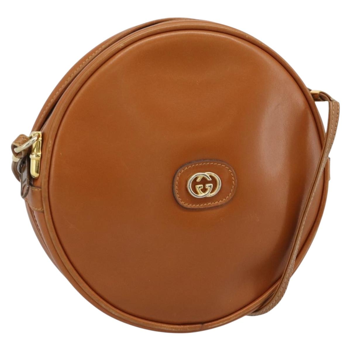 GUCCI Shoulder Bag Leather Brown Gold 007 37 5575 Auth ep15110