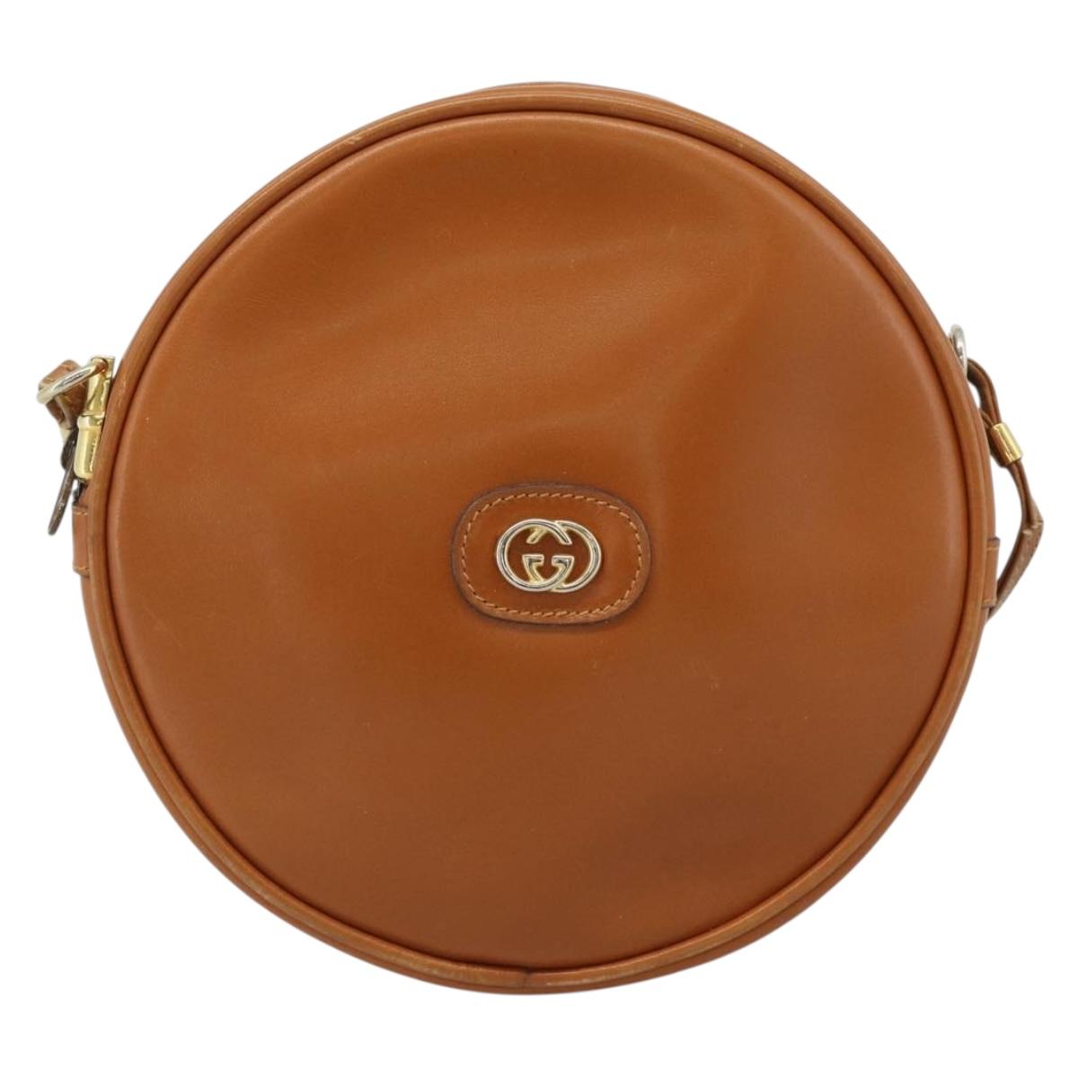 GUCCI Shoulder Bag Leather Brown Gold 007 37 5575 Auth ep15110
