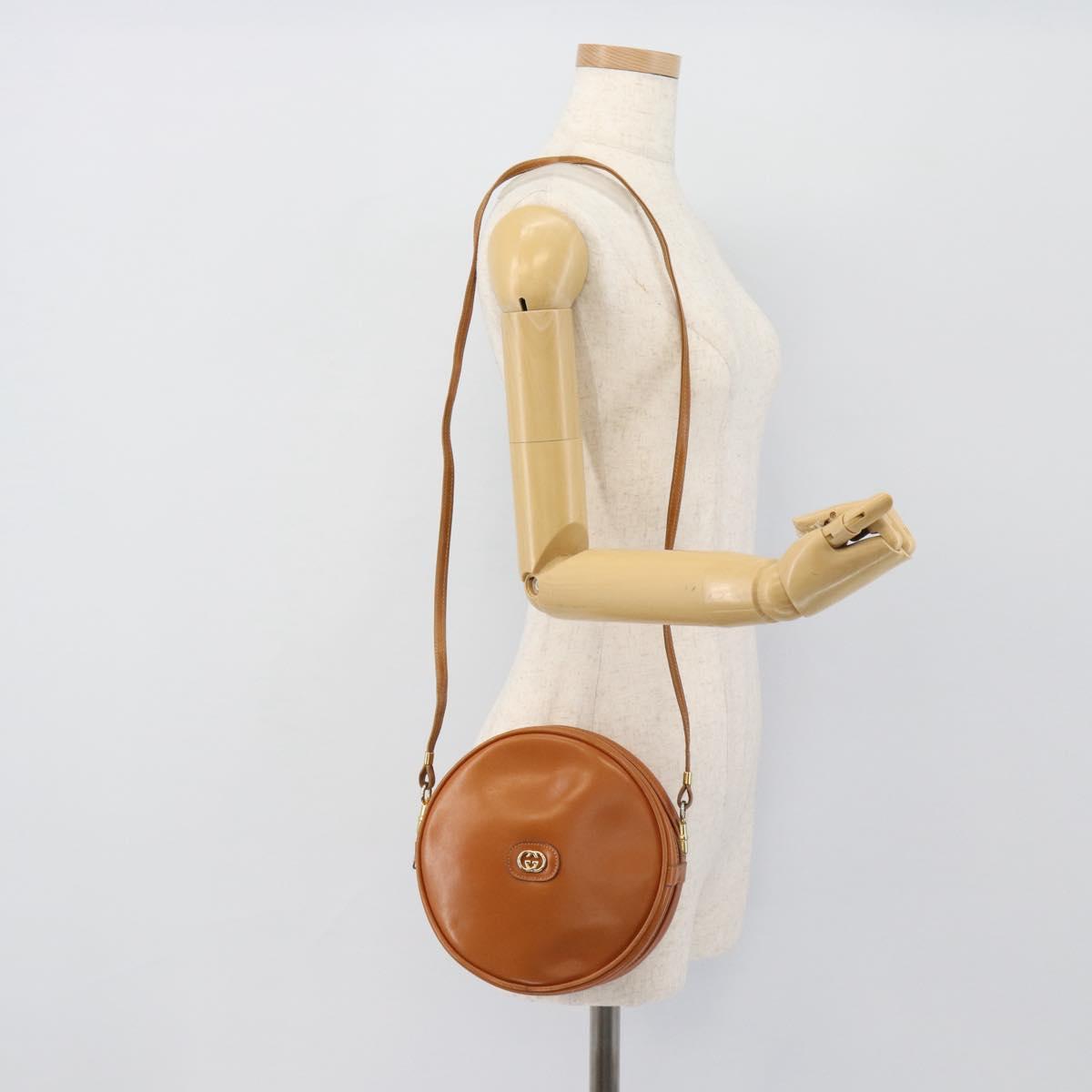 GUCCI Shoulder Bag Leather Brown Gold 007 37 5575 Auth ep15110