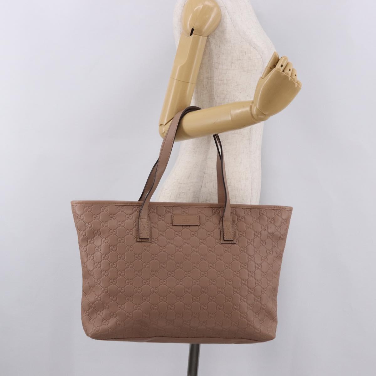 GUCCI GG Canvas Guccissima Tote Bag Leather Beige Gold 211137 Auth ep15114A