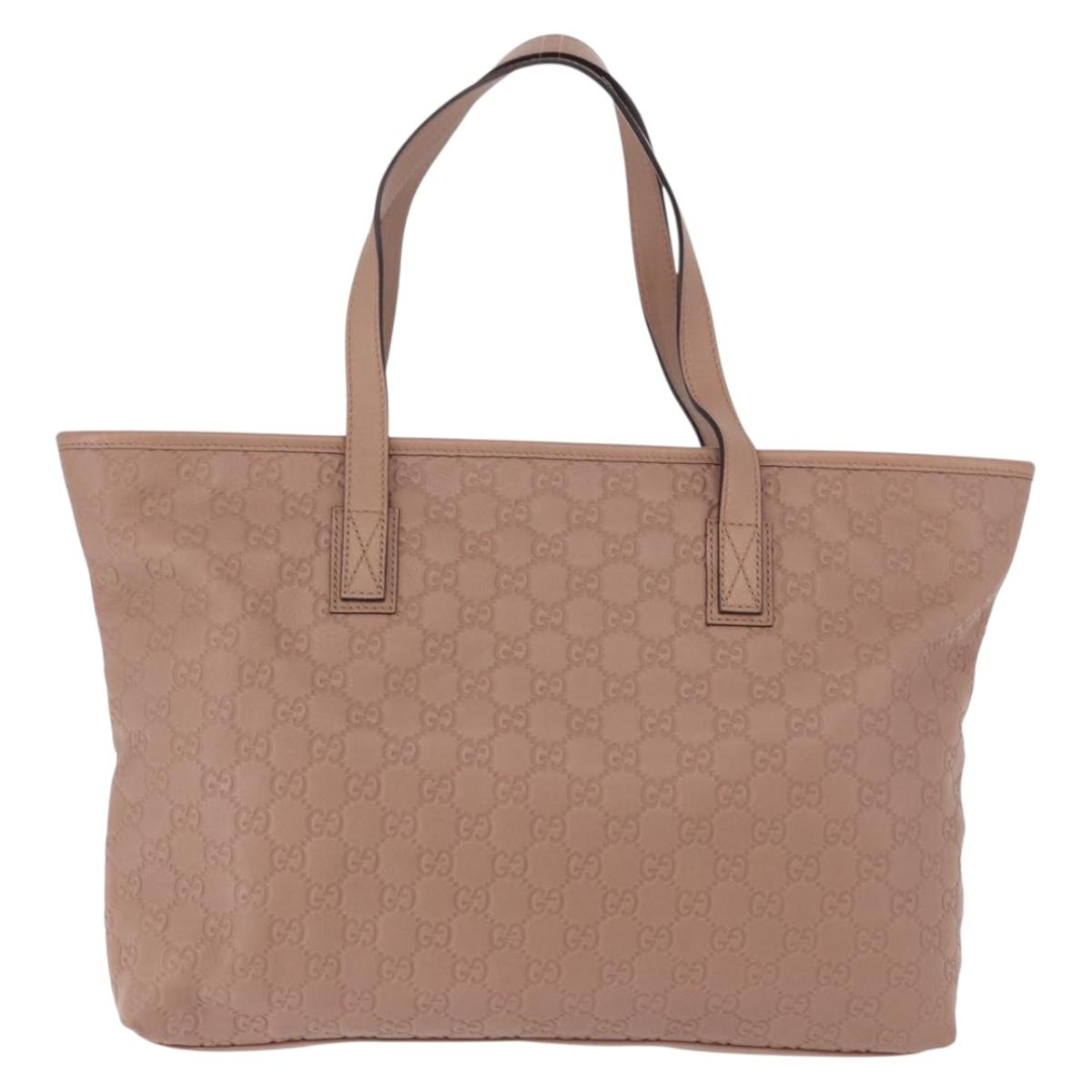 GUCCI GG Canvas Guccissima Tote Bag Leather Beige Gold 211137 Auth ep15114A