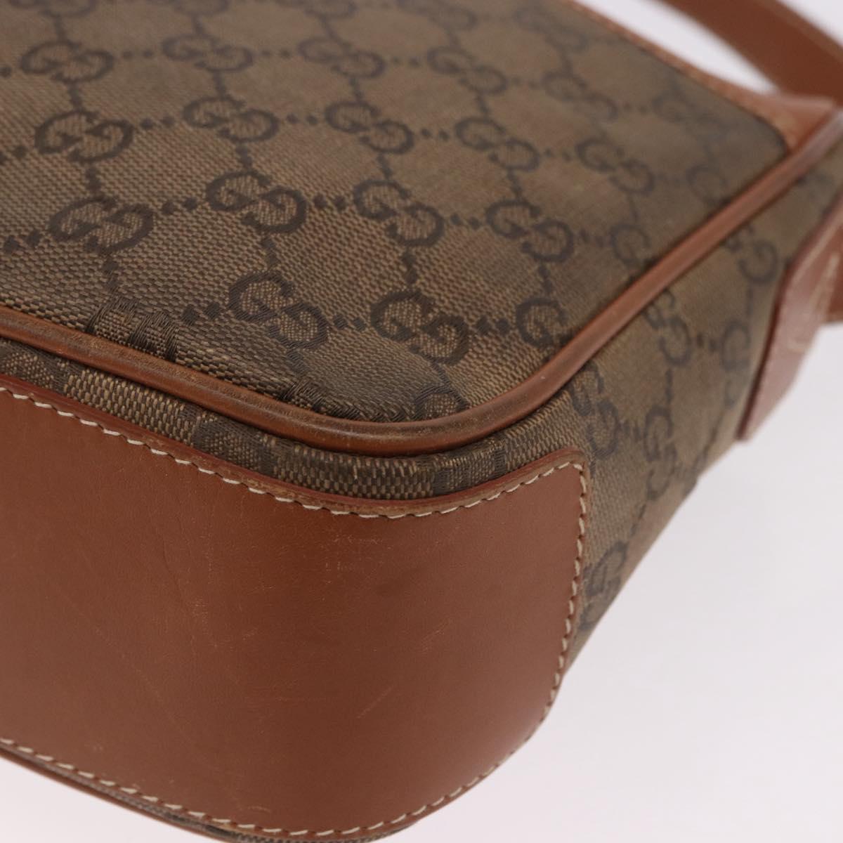 GUCCI GG Canvas Shoulder Bag Beige Gold Auth ep15115