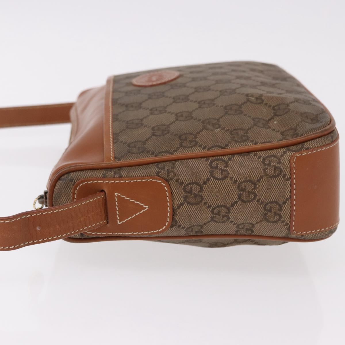 GUCCI GG Canvas Shoulder Bag Beige Gold Auth ep15115