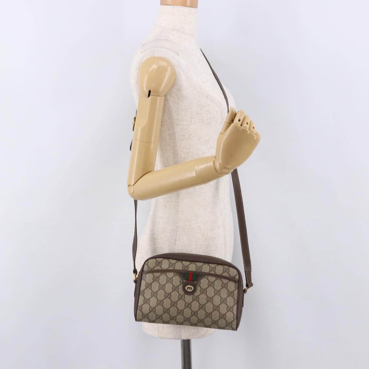 GUCCI GG Supreme Web Sherry Line Bag PVC Beige Gold 116 02 089 Auth ep15117