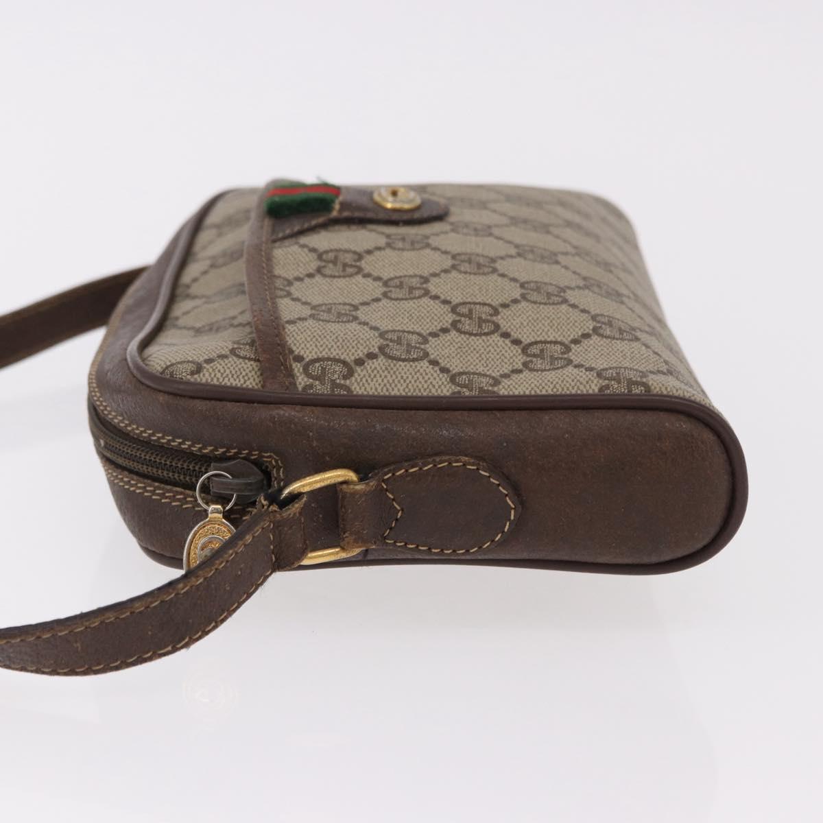GUCCI GG Supreme Web Sherry Line Bag PVC Beige Gold 116 02 089 Auth ep15117