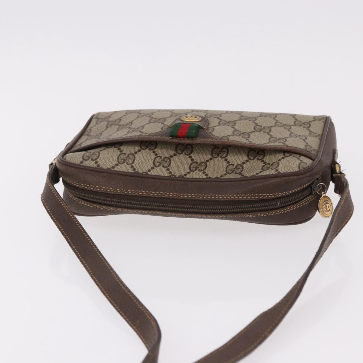 GUCCI GG Supreme Web Sherry Line Bag PVC Beige Gold 116 02 089 Auth ep15117
