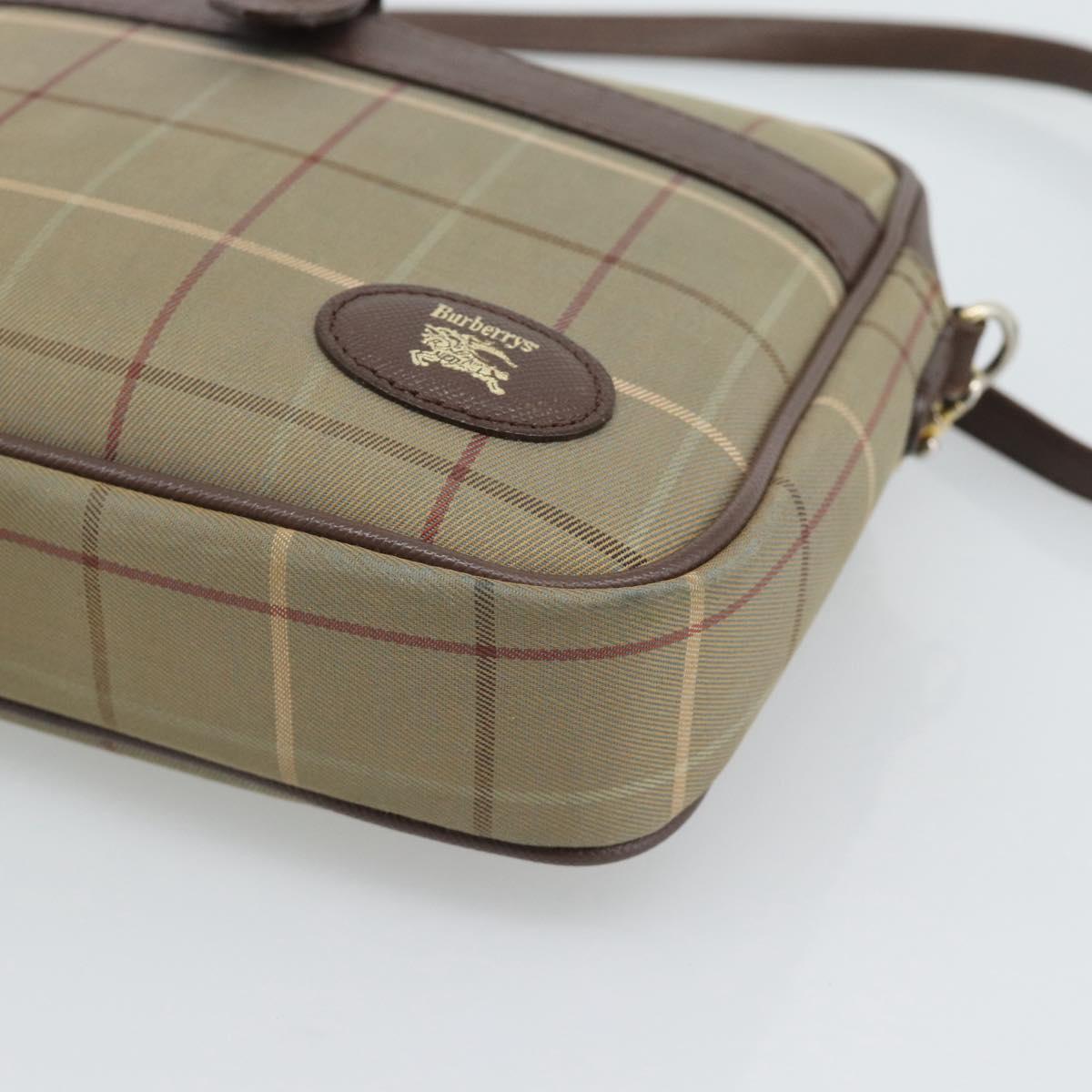 Burberrys Nova Check Shoulder Bag Canvas Beige Gold Auth ep15123