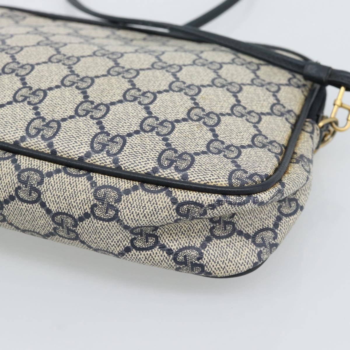 GUCCI GG Supreme Shoulder Bag PVC Navy Gold 97 02 068 Auth ep15124