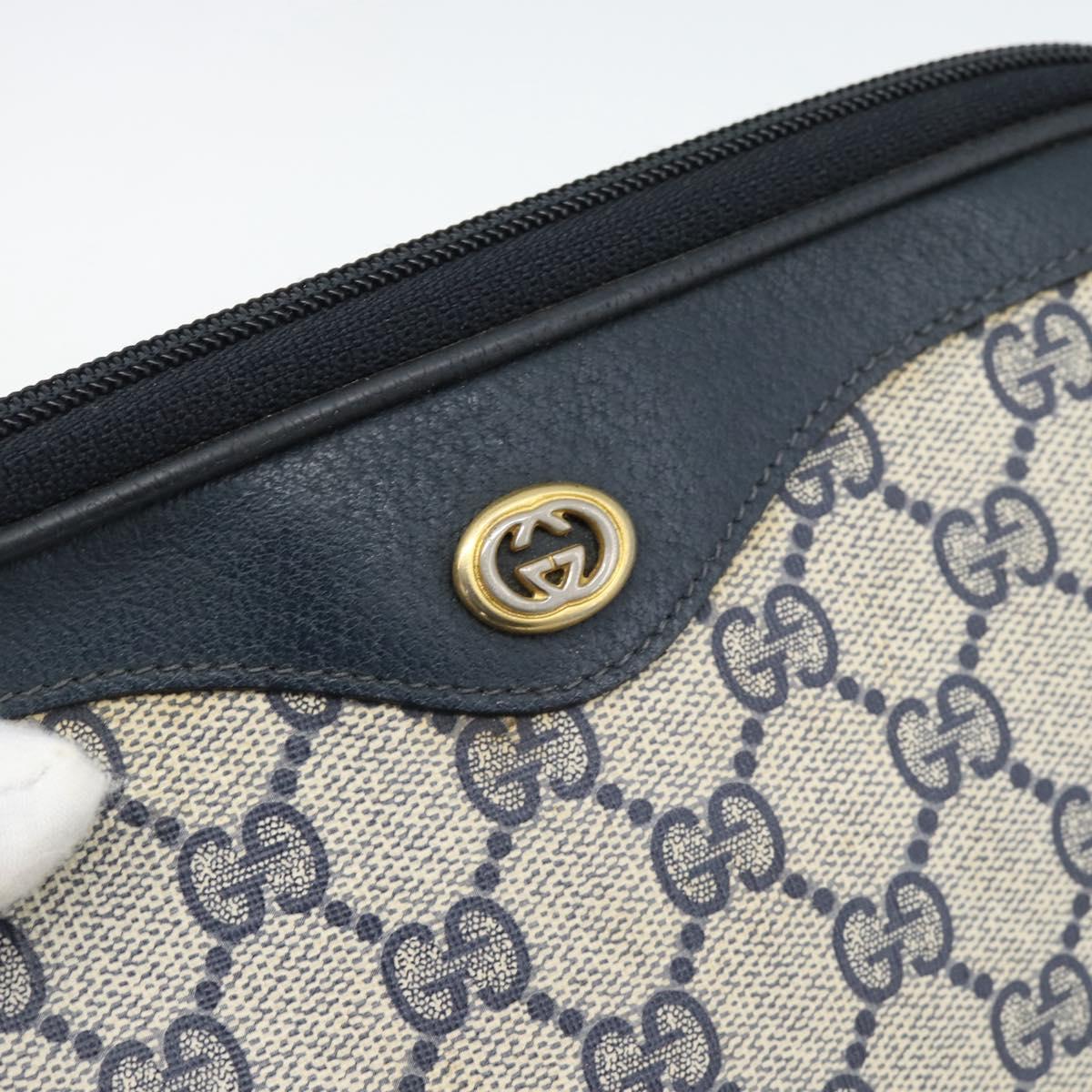 GUCCI GG Supreme Shoulder Bag PVC Navy Gold 97 02 068 Auth ep15124