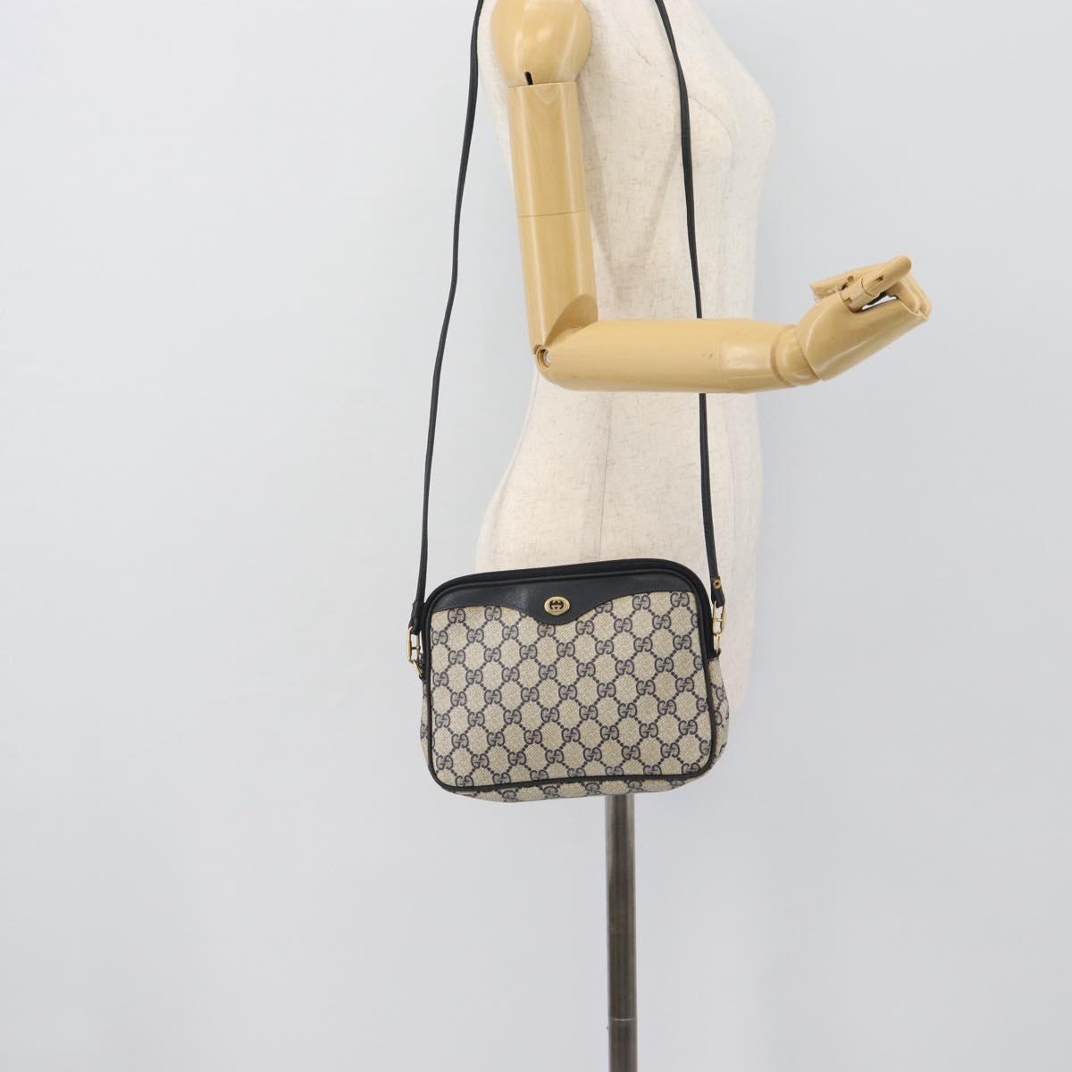 GUCCI GG Supreme Shoulder Bag PVC Navy Gold 97 02 068 Auth ep15124