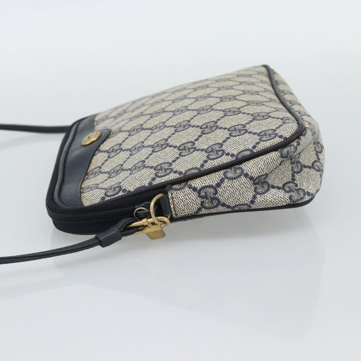 GUCCI GG Supreme Shoulder Bag PVC Navy Gold 97 02 068 Auth ep15124