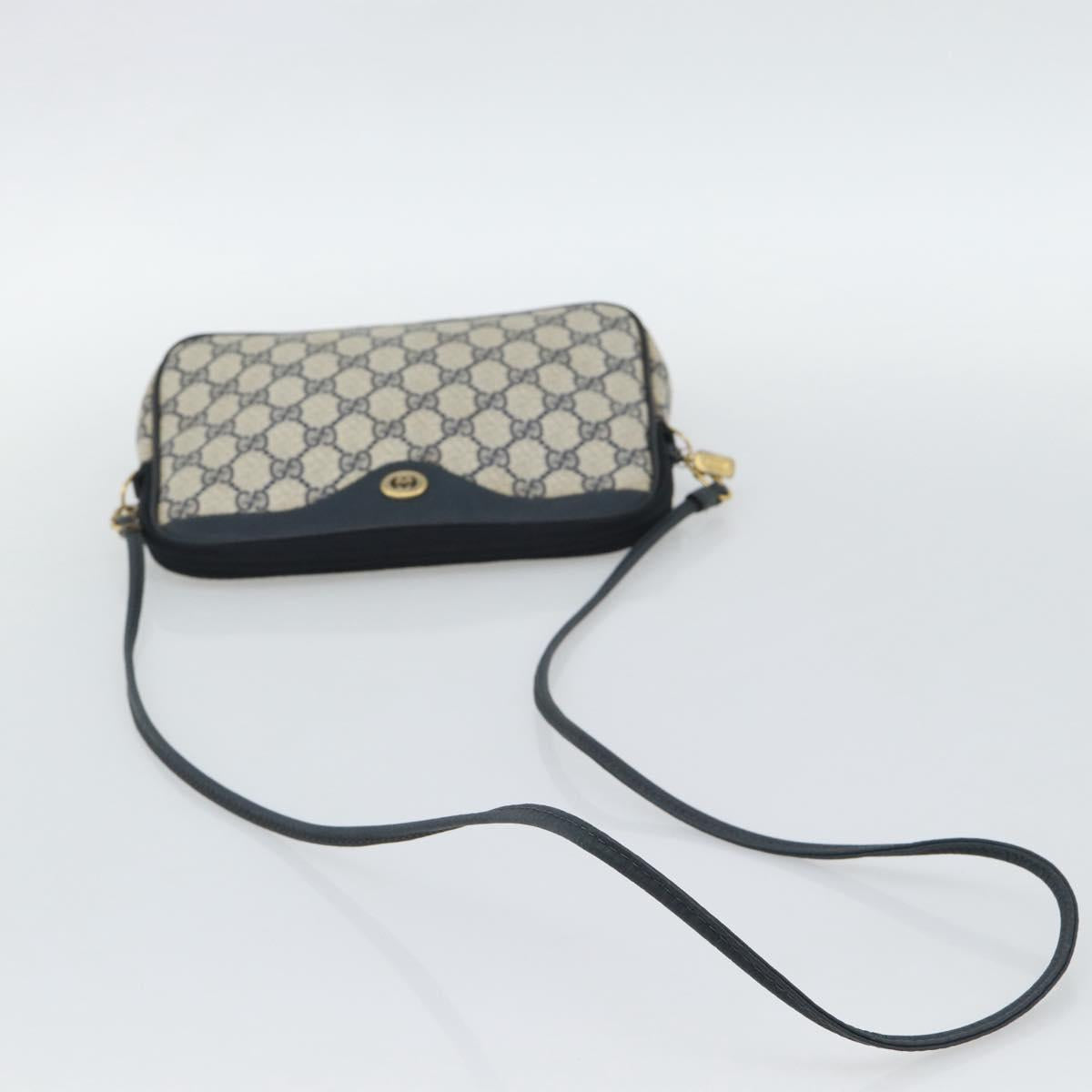 GUCCI GG Supreme Shoulder Bag PVC Navy Gold 97 02 068 Auth ep15124