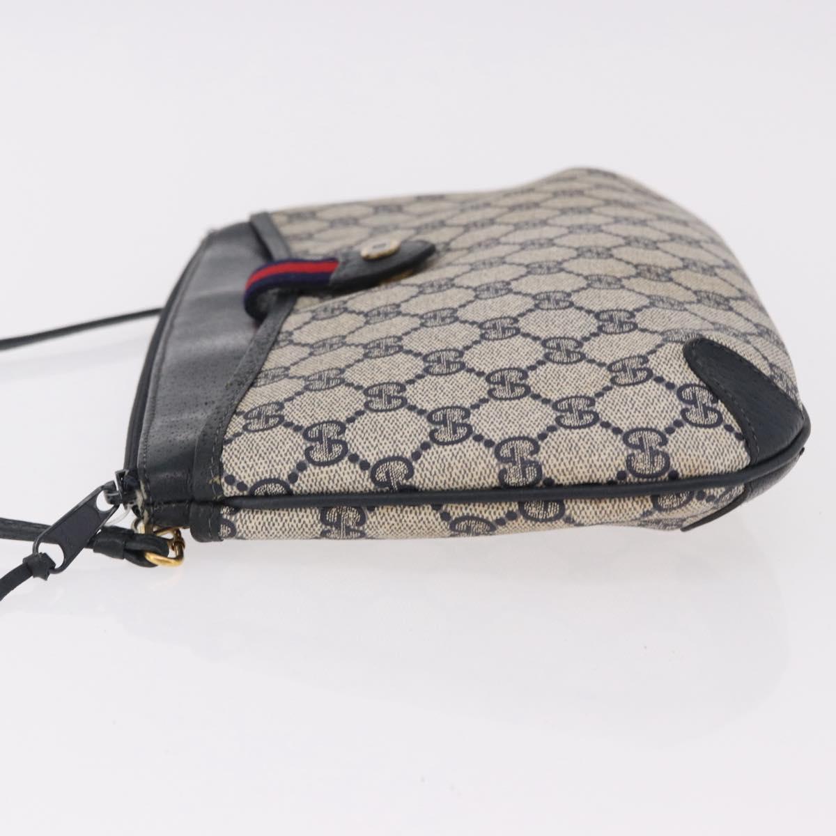 GUCCI GG Supreme Sherry Line Shoulder Bag PVC Navy Gold 39 02 026 Auth ep15125
