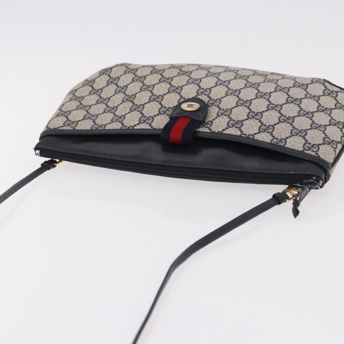 GUCCI GG Supreme Sherry Line Shoulder Bag PVC Navy Gold 39 02 026 Auth ep15125