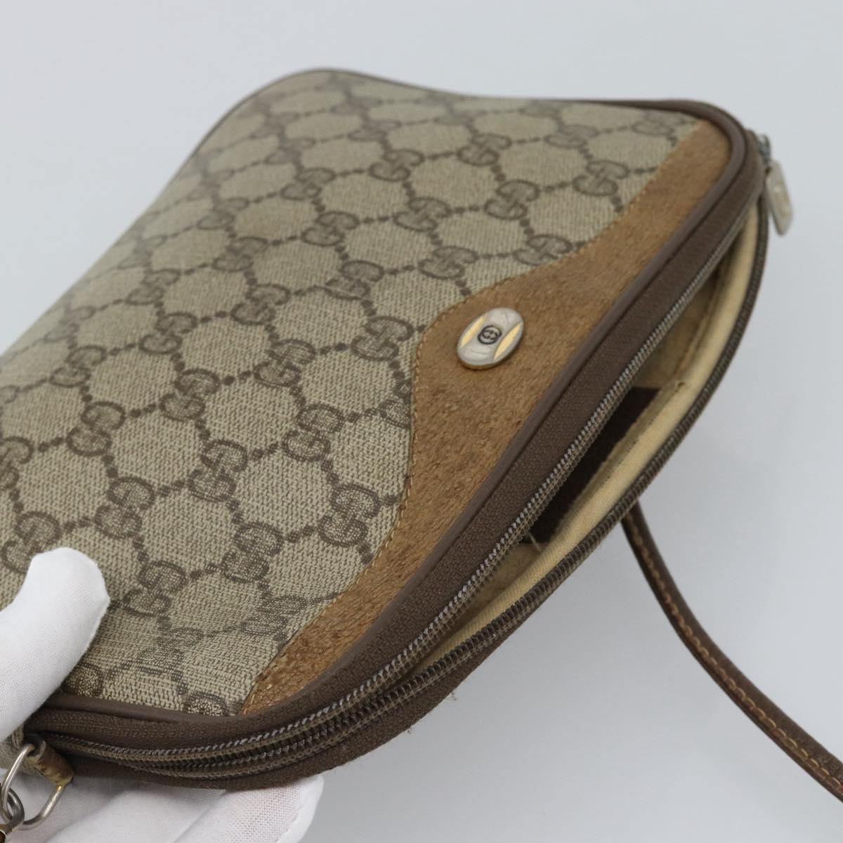 GUCCI GG Supreme Shoulder Bag PVC Beige Gold 97 02 068 Auth ep15127