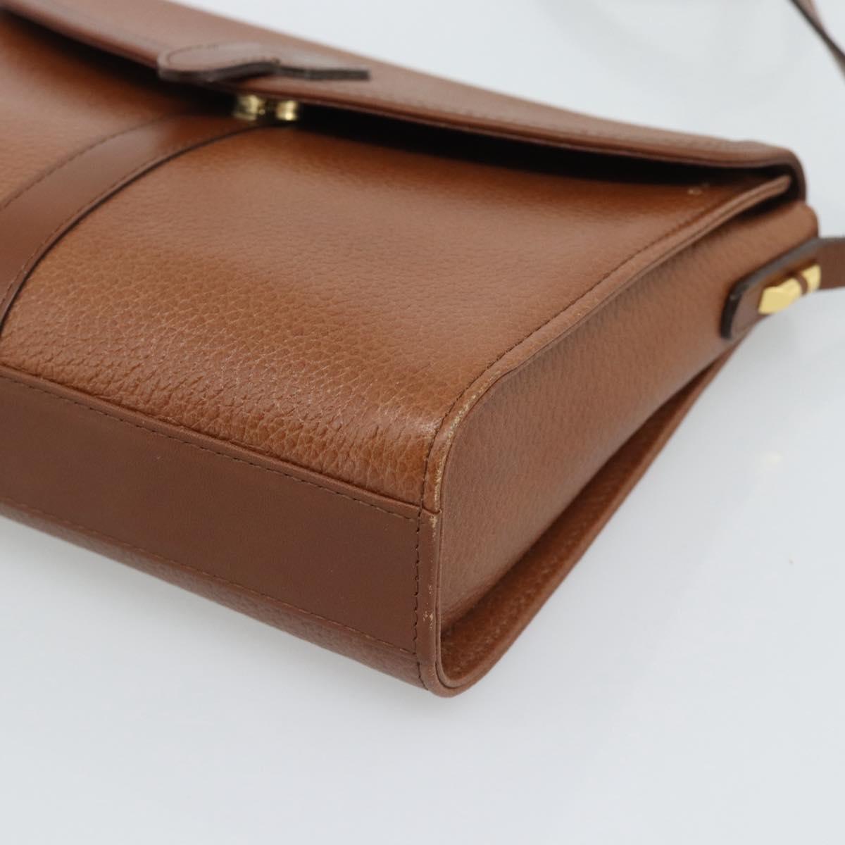 Burberrys Shoulder Bag Leather Brown Gold Auth ep15128