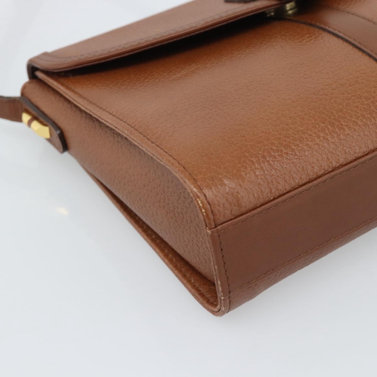 Burberrys Shoulder Bag Leather Brown Gold Auth ep15128