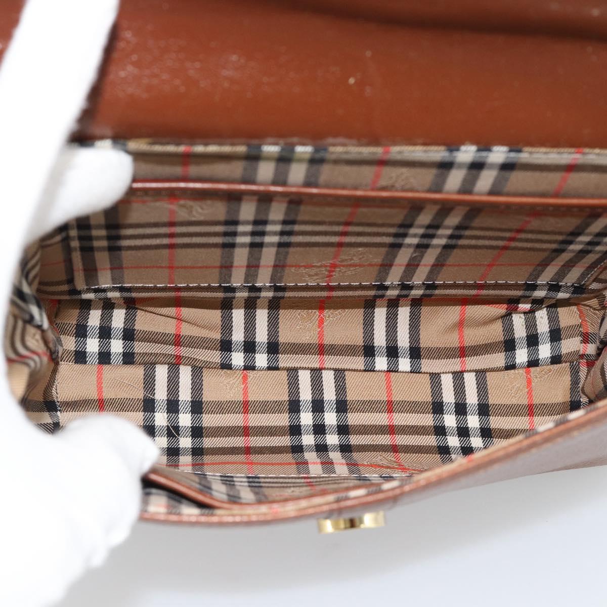 Burberrys Shoulder Bag Leather Brown Gold Auth ep15128