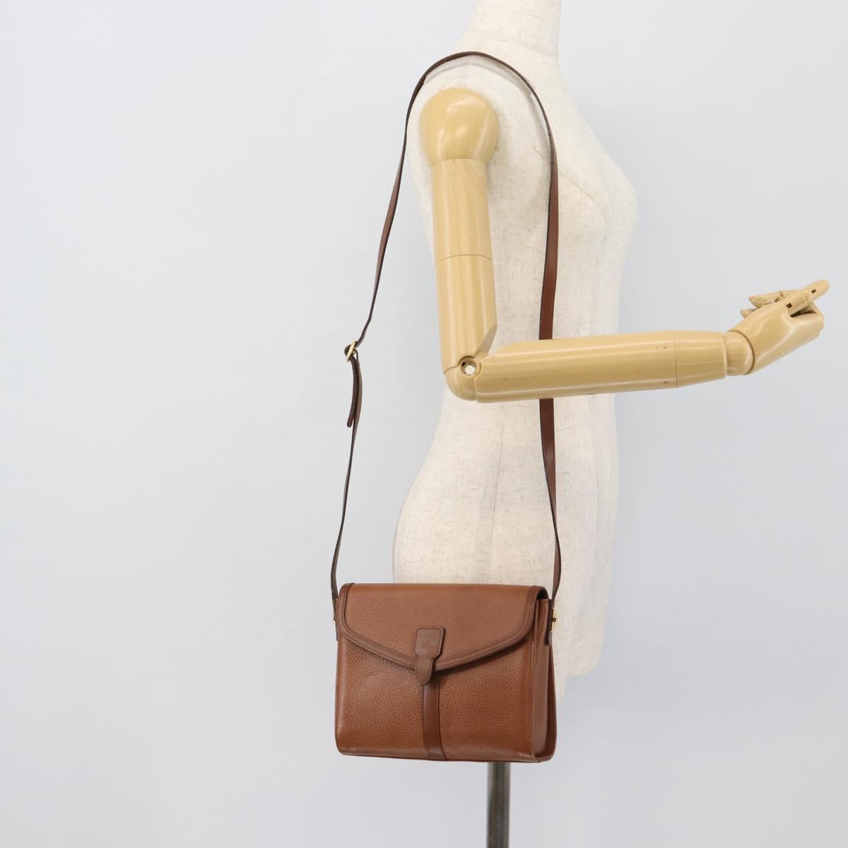 Burberrys Shoulder Bag Leather Brown Gold Auth ep15128