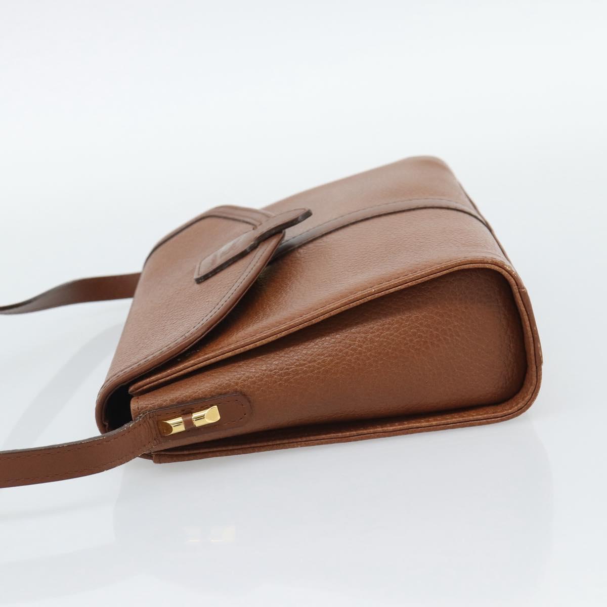 Burberrys Shoulder Bag Leather Brown Gold Auth ep15128