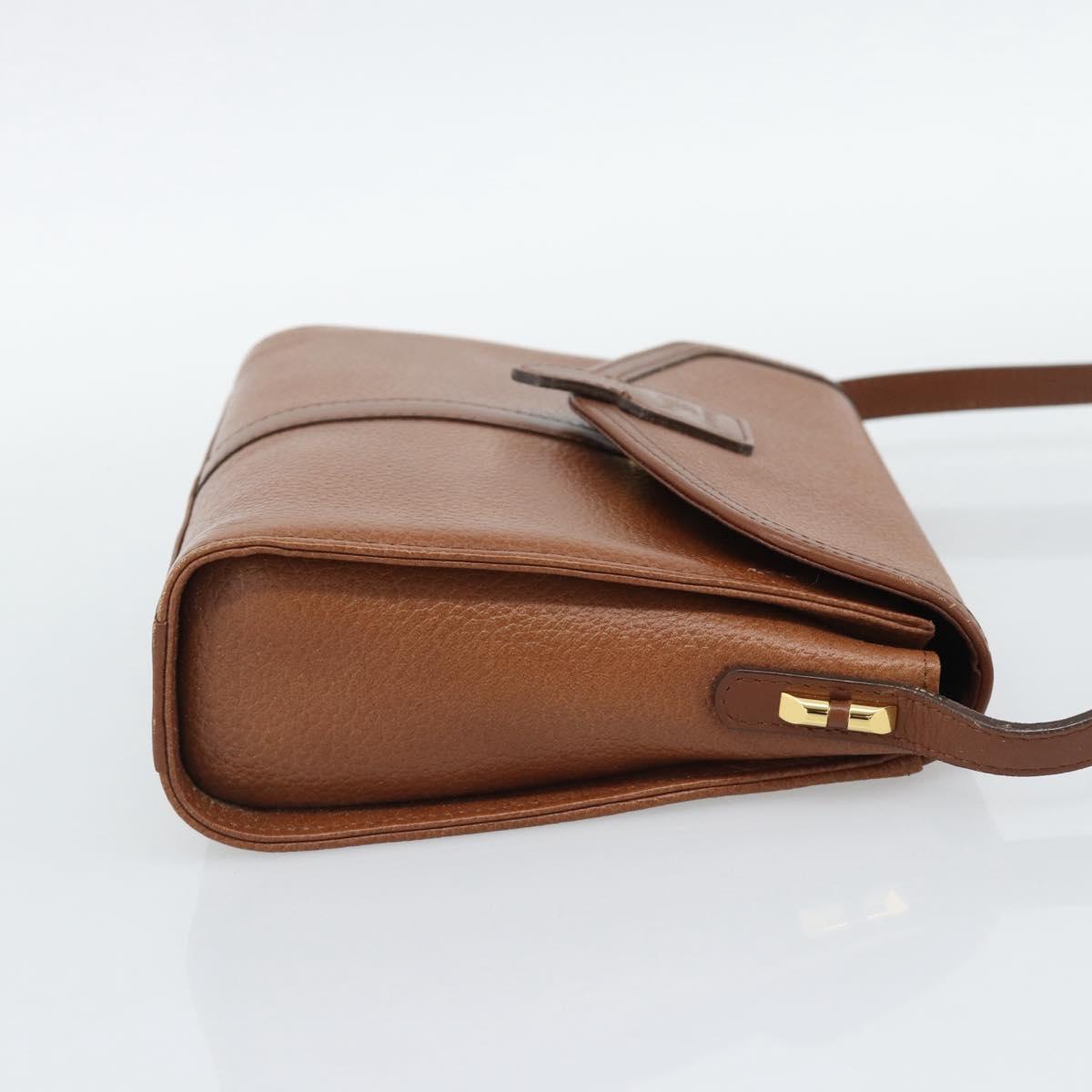 Burberrys Shoulder Bag Leather Brown Gold Auth ep15128