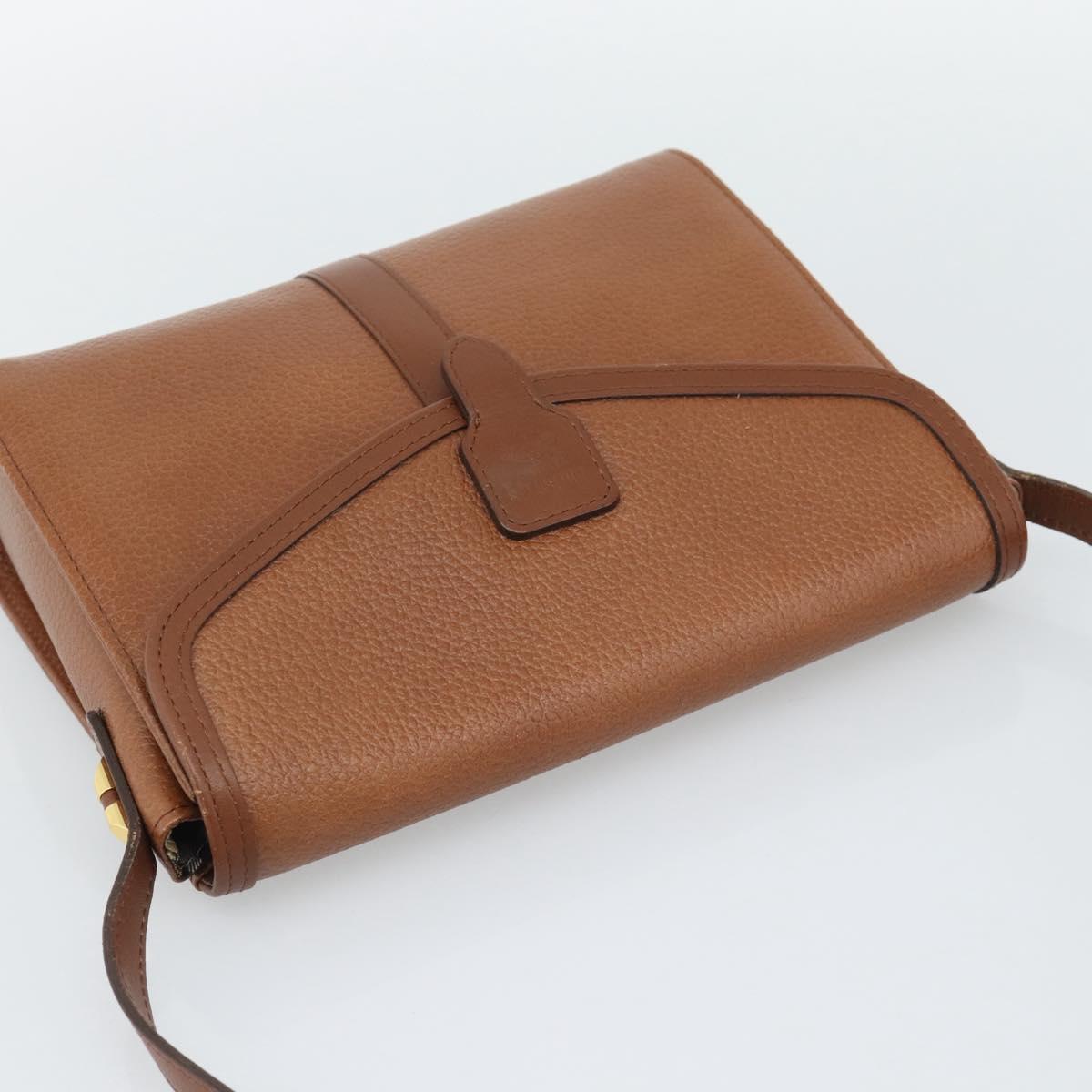 Burberrys Shoulder Bag Leather Brown Gold Auth ep15128