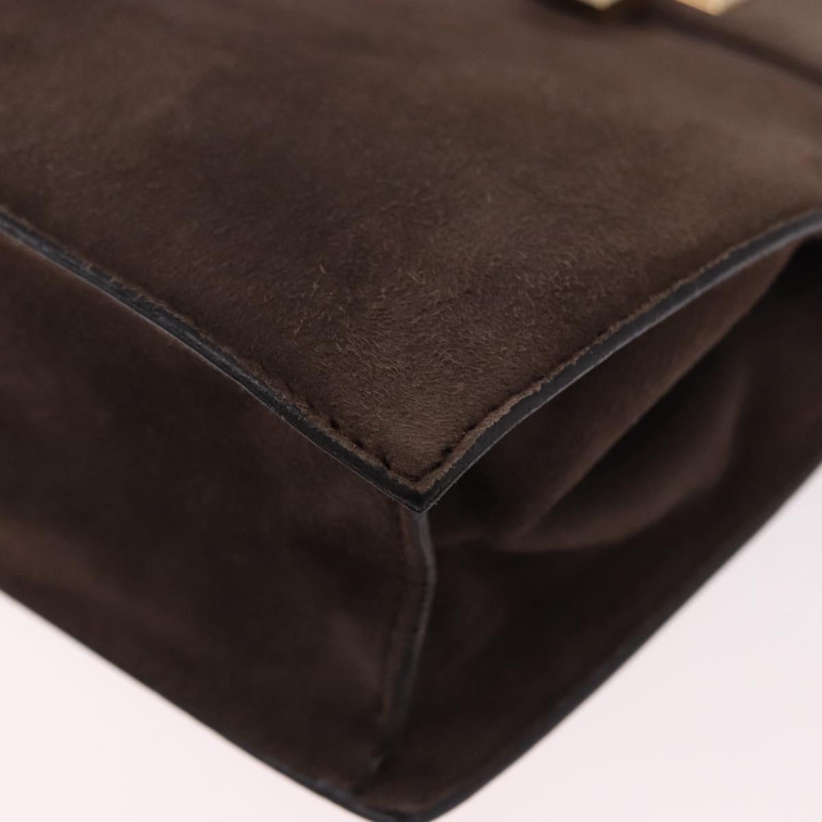 GUCCI Hand Bag Suede Brown Gold 007 2046 0284 Auth ep15129